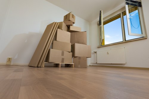 House removals Thorntonheath with movers carrying boxes into a home