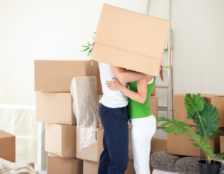 Office removals in Thorntonheath with desks, boxes, and business equipment
